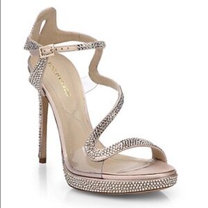 $1595 Nicholas Kirkwood Swirly Sandals Crystal 8